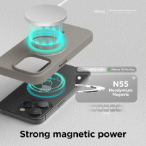 Elago Magnetic Silicone Case Compatible With iPhone 15 Pro Max Case 6.7 Inch Compatible With All Magsafe Accessories Built-In Magnets, Soft Grip Silicone, Shockproof, Medium Gray