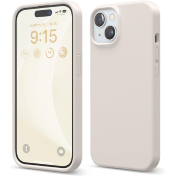 Elago Compatible With iPhone 15 Case, Liquid Silicone Case, Full Body Protective Cover, Shockproof, Slim Phone Case, Anti-Scratch Soft Microfiber Lining, 6.1 Inch (Stone)