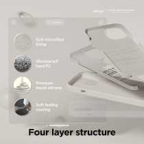 Elago Compatible With iPhone 15 Case, Liquid Silicone Case, Full Body Protective Cover, Shockproof, Slim Phone Case, Anti-Scratch Soft Microfiber Lining, 6.1 Inch (Stone)