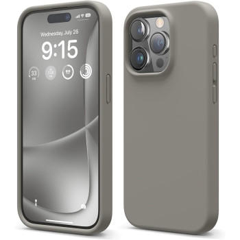 Elago Compatible With iPhone 15 Pro Case, Liquid Silicone Case, Full Body Protective Cover, Shockproof, Slim Phone Case, Anti-Scratch Soft Microfiber Lining, 6.1 Inch (Medium Grey)