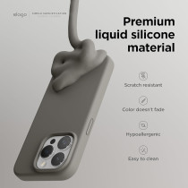 Elago Compatible With iPhone 15 Pro Case, Liquid Silicone Case, Full Body Protective Cover, Shockproof, Slim Phone Case, Anti-Scratch Soft Microfiber Lining, 6.1 Inch (Medium Grey)