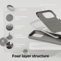 Elago Compatible With iPhone 15 Pro Case, Liquid Silicone Case, Full Body Protective Cover, Shockproof, Slim Phone Case, Anti-Scratch Soft Microfiber Lining, 6.1 Inch (Medium Grey)