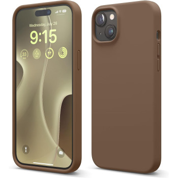 Elago Compatible With iPhone 15 Plus Case, Liquid Silicone Case, Full Body Protective Cover, Shockproof, Slim Phone Case, Anti-Scratch Soft Microfiber Lining, 6.7 Inch (Brown)