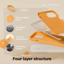 Elago Compatible With iPhone 15 Plus Case, Liquid Silicone Case, Full Body Protective Cover, Shockproof, Slim Phone Case, Anti-Scratch Soft Microfiber Lining, 6.7 Inch (Orange)