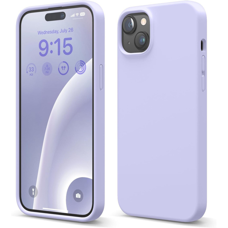 Elago Compatible With iPhone 15 Plus Case, Liquid Silicone Case, Full Body Protective Cover, Shockproof, Slim Phone Case, Anti-Scratch Soft Microfiber Lining, 6.7 Inch (Purple)