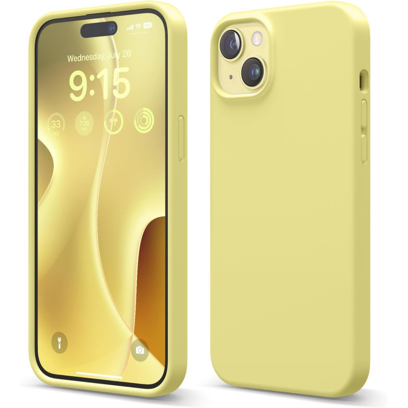 Elago Compatible With iPhone 15 Plus Case, Liquid Silicone Case, Full Body Protective Cover, Shockproof, Slim Phone Case, Anti-Scratch Soft Microfiber Lining, 6.7 Inch (Yellow)