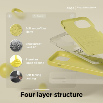Elago Compatible With iPhone 15 Plus Case, Liquid Silicone Case, Full Body Protective Cover, Shockproof, Slim Phone Case, Anti-Scratch Soft Microfiber Lining, 6.7 Inch (Yellow)