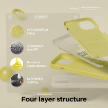 Elago Compatible With iPhone 15 Plus Case, Liquid Silicone Case, Full Body Protective Cover, Shockproof, Slim Phone Case, Anti-Scratch Soft Microfiber Lining, 6.7 Inch (Yellow)