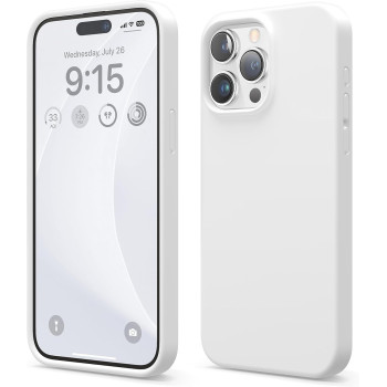 Elago Compatible With iPhone 15 Pro Max Case, Liquid Silicone Case, Full Body Protective Cover, Shockproof, Slim Phone Case, Anti-Scratch Soft Microfiber Lining, 6.7 Inch (White)