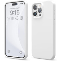 Elago Compatible With iPhone 15 Pro Max Case, Liquid Silicone Case, Full Body Protective Cover, Shockproof, Slim Phone Case, Anti-Scratch Soft Microfiber Lining, 6.7 Inch (White)