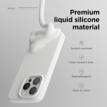 Elago Compatible With iPhone 15 Pro Max Case, Liquid Silicone Case, Full Body Protective Cover, Shockproof, Slim Phone Case, Anti-Scratch Soft Microfiber Lining, 6.7 Inch (White)