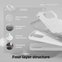 Elago Compatible With iPhone 15 Pro Max Case, Liquid Silicone Case, Full Body Protective Cover, Shockproof, Slim Phone Case, Anti-Scratch Soft Microfiber Lining, 6.7 Inch (White)