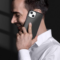 Monocarbon Real Carbon Fiber Case For iPhone 15,Luxury Minimalist Business Style Twill 6.1 In Dropproof Cover Compatible With Magsafe, Military Grade Shockproof Anti-Scratch Rugged Protective Case