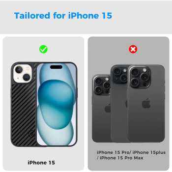 Monocarbon Real Carbon Fiber Case For iPhone 15,Luxury Minimalist Business Style Twill 6.1 In Dropproof Cover Compatible With Magsafe, Military Grade Shockproof Anti-Scratch Rugged Protective Case