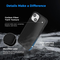 Monocarbon Real Carbon Fiber Case For iPhone 15,Luxury Minimalist Business Style Twill 6.1 In Dropproof Cover Compatible With Magsafe, Military Grade Shockproof Anti-Scratch Rugged Protective Case