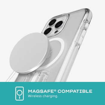 Tech21 Evo Crystal Kick Case For iPhone 15 Pro Max, Compatible With Magsafe, Impact Protection Case, Kickstand, White