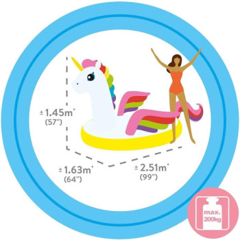 Intex Unicorn Inflatable Ride On Pool Float, 287 x 193 x 165 cm, Multicolour