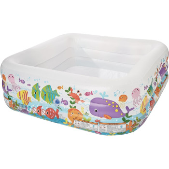 Intex Clearview Aquarium Inflatable Pool, Kids Outdoor Square Shaped Swimming Pool, 160 x 160 x 50 cm, Multicolour, Ages 3 and above, 57471NP