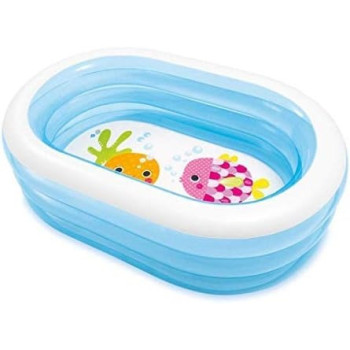 Intex Inflatable Oval Fish Printed Kiddie Pool, Multicolour, 57482