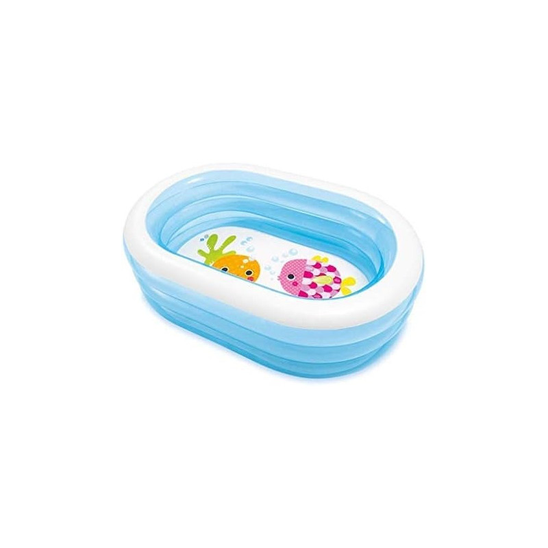 Intex Inflatable Oval Fish Printed Kiddie Pool, Multicolour, 57482