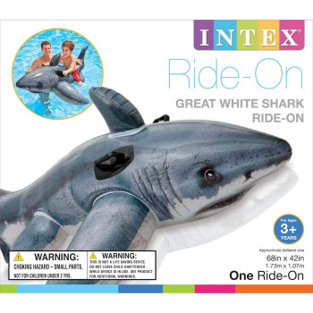 Intex Ride On Inflatable Shark Pool Float, Grey