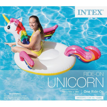 Intex Inflatable Ride On Unicorn Pool Float, Multicolour, 57561