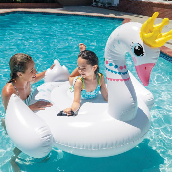 Intex Inflatable Majestic Swan Ride On, 1.42m x 1.37m x 99cm, White, 57562NP