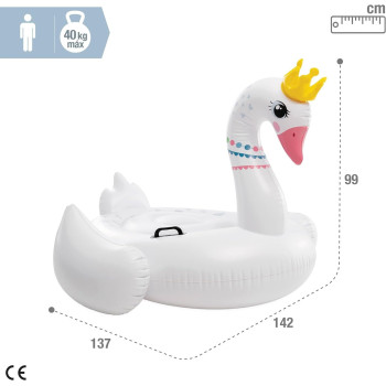 Intex Inflatable Majestic Swan Ride On, 1.42m x 1.37m x 99cm, White, 57562NP