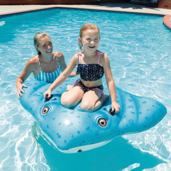 Intex Deflated Stingray Ride On Pool Float, 1.85m x 1.45m, Blue, 57576NP