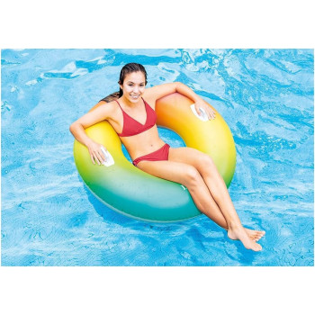 Intex Inflatable And Foldable Rainbow Ombre Tube, Multicolour