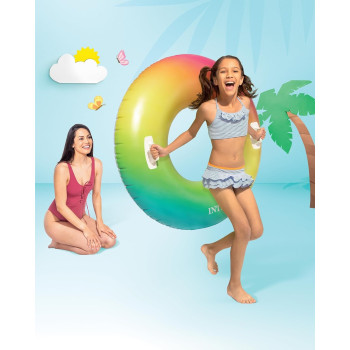 Intex Colour Whirl Swimming Pool Float Tube With Handle, 48 inch, Multicolour