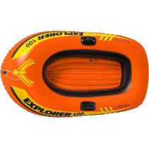 Intex Explorer 100 Inflatable Boat Series, Dual Air Chambers, Welded Oar Locks, Grab Handles, Bow Rope, Sporty Design, Orange Colour