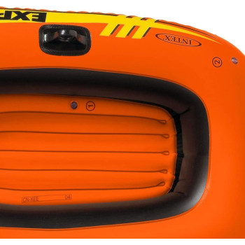 Intex Explorer 100 Inflatable Boat Series, Dual Air Chambers, Welded Oar Locks, Grab Handles, Bow Rope, Sporty Design, Orange Colour