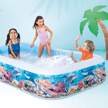 Intex Inflatable Pool, 305 x 183 x 56 cm, Large, Tropical Design, 58485np
