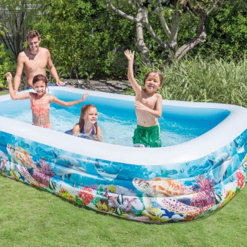 Intex Inflatable Pool, 305 x 183 x 56 cm, Large, Tropical Design, 58485np