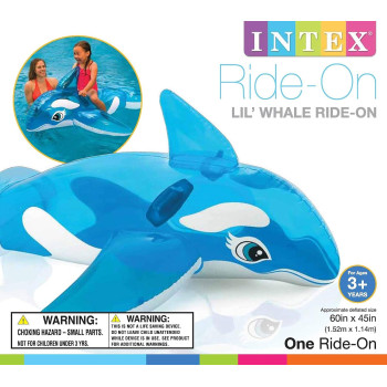 Intex Whale Ride On Inflatable Pool Float, Blue Colour
