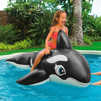 Intex Whale Ride On Floating Raft, Black/White, 58561