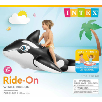 Intex Whale Ride On Floating Raft, Black/White, 58561