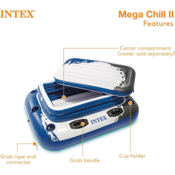 Intex 58821EP Inflatable Mega Chill II 72 Can Beverage Cooler Float With Lid, Multicolour