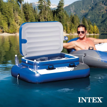 Intex 58821EP Inflatable Mega Chill II 72 Can Beverage Cooler Float With Lid, Multicolour