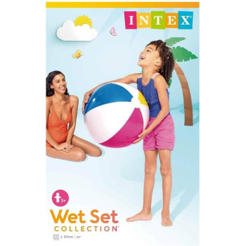 Intex 24 Inch Glossy Beach Ball, Multicolour, 59030