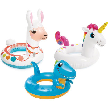 Intex Big Animal Rings, Unicorn 1.07m x 58cm, Llama 86cm x 58cm, Dinosaur 81cm x 58cm, Multicolour, 59221NP