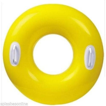 Intex Hi Gloss Inflatable Swim Ring Float With Handles, Yellow, 59258