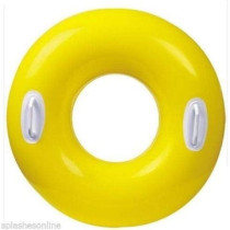 Intex Hi Gloss Inflatable Swim Ring Float With Handles, Yellow, 59258