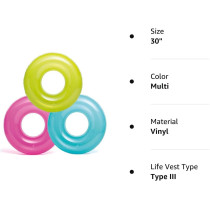 Intex 30 Inch Transparent Tubes, Multicolour, 43227-2120, Pack Of 3