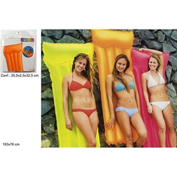 Intex Vinyl Inflatable Neon Mattress, 183 x 76 x 15 cm, Assorted Colours, 59717