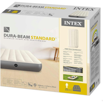 Intex Dura Beam Series Single High Airbed, Taupe/Grey, One Size, 64101