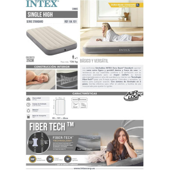 Intex Dura Beam Series Single High Airbed, Taupe/Grey, One Size, 64101