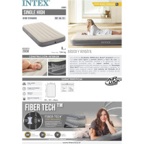 Intex Dura Beam Series Single High Airbed, Taupe/Grey, One Size, 64101
