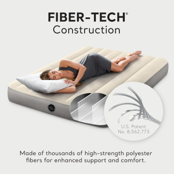 Intex Full Style Dura Beam Standard Single High Air Mattress Series, Tan Colour